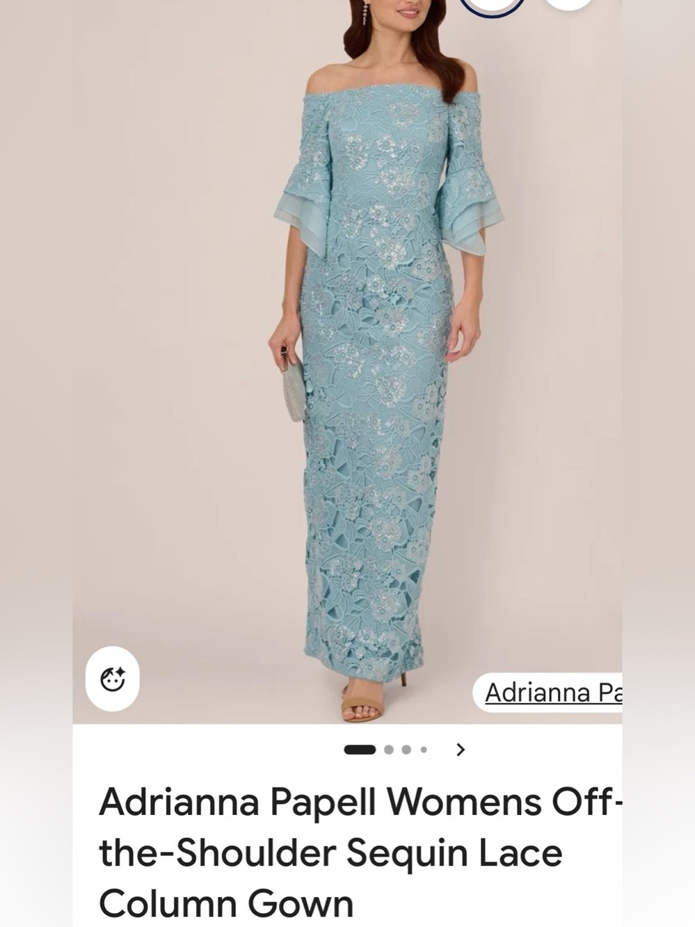 Adrianna Papell Aqua Floral Sequin Lace Maxi Skirt
